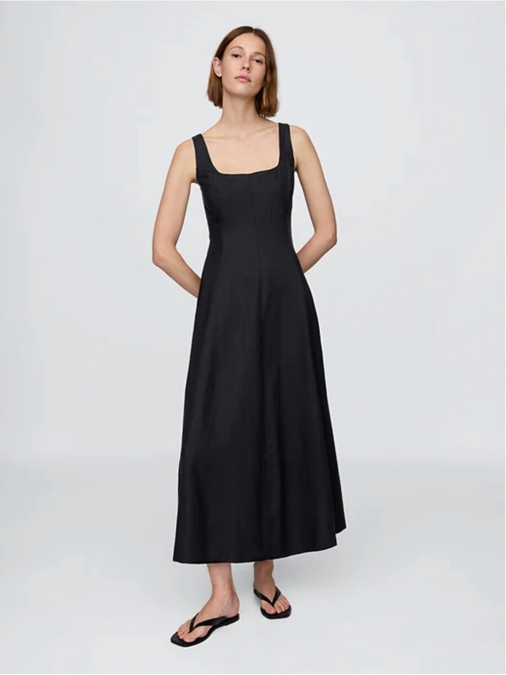 Gap Linen-Blend Square-Neck Maxi Dress